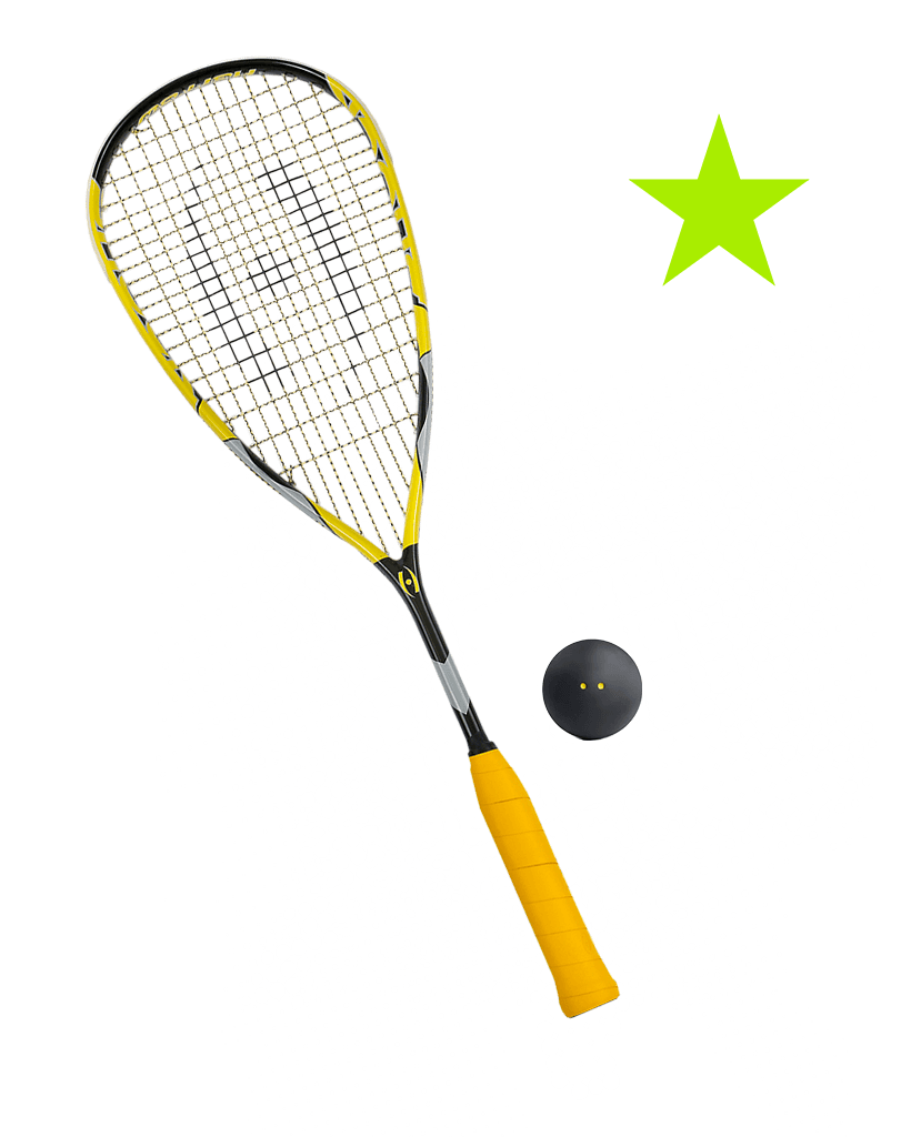 la raquette et la balle de squash symbolisant un partie de squash